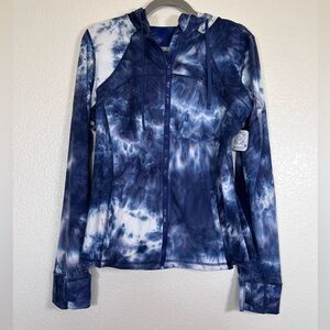 Blue tie-dye zip-up athletic top, size 2X